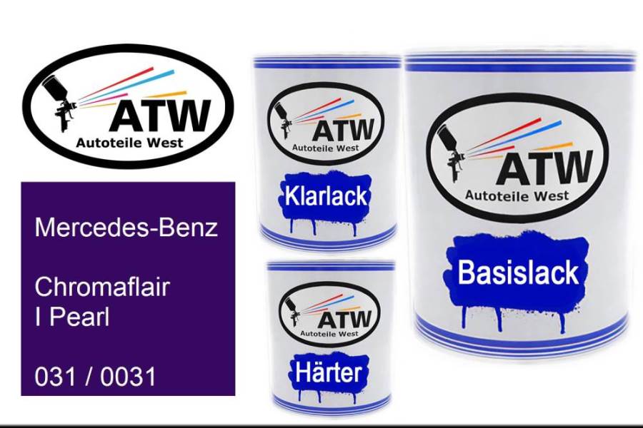 Mercedes-Benz, Chromaflair I Pearl, 031 / 0031: 1L Lackdose + 1L Klarlack + 500ml Härter - Set, von ATW Autoteile West.